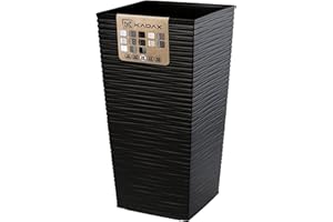 ‎KADAX KADAX Blumentopf, Blumenkübel aus Kunststoff, Pflanzkübel für Blumen, Innen- und Außenbereich, Garten, Balkon, Terrasse, Haus, wetterfest, Rattan Imitation (57cm Höhe, Schwarz)