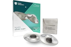 Koala Babycare Silver Nipple Shields NickelFree - Silver Cups Breastfeeding for Nursing Newborn - Protect and Soothe your Nursing Nipples - Made in Italy - Medical Device Class 1 - Tri-laminate Silver