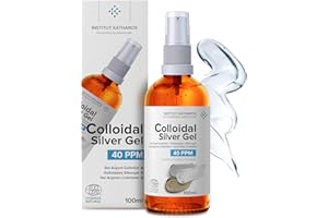 ‎INSTITUT KATHAROS Reines Kolloidales Silber Gel 40 PPM | Nur 100% natürliches Gel auf der Welt | 3 Inhaltsstoffe | Optimale Textur & Absorption (Besser als Creme) | Bernsteinfarbenes Glas und ultra praktische Pumpe