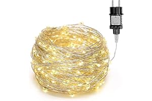 gresonic Guirlande lumineuse 100LED 15m - Fonctionne avec prise pour l'extérieur et l'intérieur - Pour mariage, Noël, fête, blanc chaud (Warmweiß, 100LED)