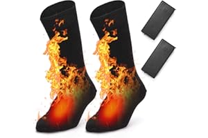 MOKEUM Heated Socks for Men Women, Electric Heating Socks, Battery Powered Thermal Foot Warmers, Winter Warm Cotton Socks for Skiing Riding Fishing Camping Hiking