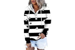 HolAngela Damen Langarm Hoodie Drucken Kapuzenpullover mit Tasche Kordelzug Sweatshirt Frauen Herbst Winter Langarmshirt Top geknöpftes Langarm-Sweatshirt
