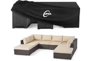 Kipiea Pokrowce na Meble Ogrodowe, Wodoszczelny, Kwadratowe Zewnątrz Okrowiec Ochronny na Stół na Krzesło Wiatroszczelny, 420D pokrowce na stół ogrodowy Anti-UV, bez łez- 320x320x81cm