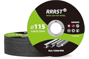 RRRST Disco de Corte 115 mm Metal Inox, 25 Piezas Disco Flexible Extrafino 1 mm para Amoladora Angular, Discos de Corte Para Metal, Acero Inoxidable, Acero, Hierro, Chapa, Tubo de Acero