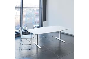 ‎WEBER BÜROLEBEN GMBH Weber Büroleben GmbH Easy Konferenztisch Bootsform 200x100 cm Weiß Besprechungstisch Tisch, Gestellfarbe:Weiß