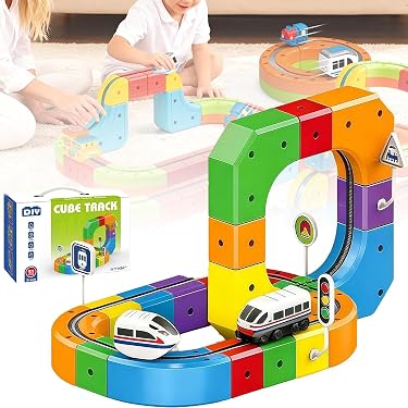 Circuit De Train Électrique Flexible 88 Pièces - Wagon Motorisé Parcours 3D Anti-Gravité Jeu Créatif