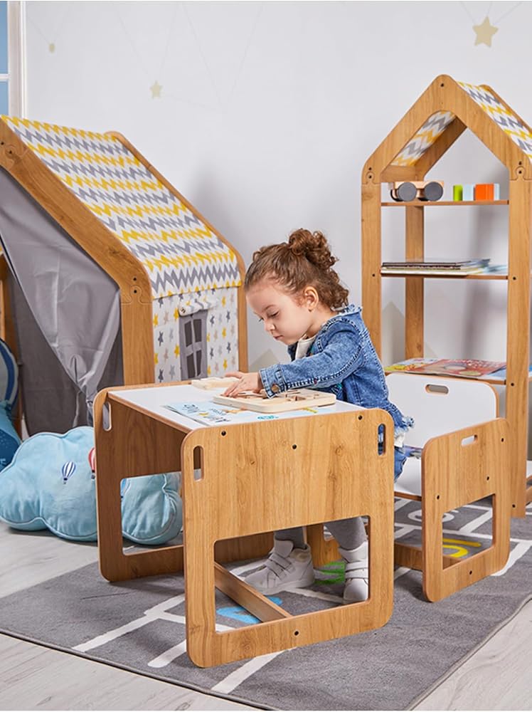 minerakids 2-4 Yaş Kumru Ahşap Montessori Aktivite Oyun Çalışma Masa Ve Sandalye Seti(1 Masa+1 Sandalye)