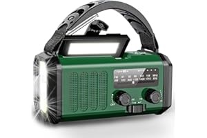 Wholede 10000mAh Kurbelradio, AM/FM Tragbar Notfallradio mit Handyladefunktion Solar Radio Dynamo Notfallset mit Taschenlampe Leselampe SOS Alarm Kompass für Camping, Ourdoor, Notfall Grün