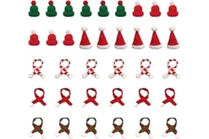 SKHAOVS 36 Pcs Mini Christmas Hat and Scarf Set for Table Decor, Snowman Decoration, DIY Craft Art, Doll Accessory, Gift, Party