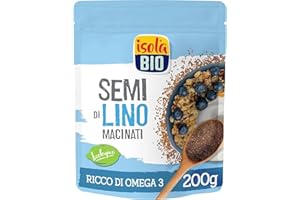 ISOLA BIO Semi di Lino Macinati Biologico, Superfood Fonte di Fibre e Ricco di Omega-3 e Magnesio, Senza Glutine, Senza Zuccheri Aggiunti, per Vegetariani e Vegani, Confezione 200g