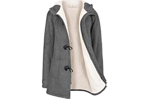 Yuson Girl Abrigos Mujer Invierno Chaqueta con Horn Botones Espesar Hoodie Abrigo Elegantes Sudaderas Mujer con Capucha Casual Jacket Cardigans Tops Cremallera Outwear con Bolsillos