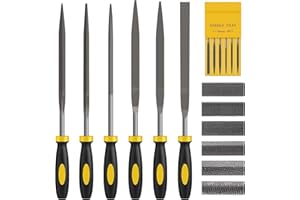 FZENeast 6-Teiliges Nadelfeilen-Set, Feilensatz, Feilenset inkl. Flachfeile HalbrundRundfeile Nadelfeile für Werkstatt Heimwerken