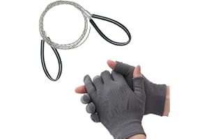 HSYTEK Scie à fil en acier inoxydable avec paire de gants de protection - 80 cm - Scie à fil avec boucles - Scie à bois - Scie à chaîne manuelle - Scie à poche pour le jardinage, l'extérieur, le camping, la