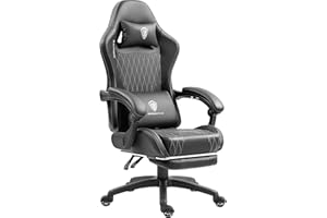 ‎DOWINX Dowinx Gaming Stuhl mit Taschenfederkissen, Ergonomischer Massage Gamer Stuhl aus Leder mit Kopfstütze und Fußstütze, Computerstuhl für Büro und Gaming, Schwarz