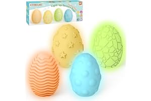 NYOBABE Sensory Toys for Autism,4 Textures 7 Colors Easter Eggs Sensory Lights,Night Light for Kids,Sensory Toys for Babies,Light Up Autism Toys,Xmas Birthday Easter Gifts for Kids Age 1 2 3 4 5 6 7