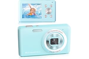 IOOJCCK Fotocamera Digitale, HD 1080P con Scheda di Memoria da 32 GB, Fotocamera da 48 Megapixel, LCD da 2,4 Pollici con Zoom Digitale 16x per Ragazze, Adolescenti, Ragazzi e Principianti (Blu)