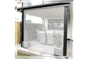 AMDHZ Transparent Plastic Tarpaulin Thermal Insulation Transparent Pergola Curtain 0.5mm Waterproof with Eyelets PVC Outdoor Curtains, for Outdoor Furniture, Veranda, Pergola, 1.20x1.80m