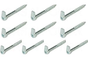 GAS N POW3R Lot de 10 crochets à vis avec fente croisée en acier galvanisé robuste 5,2 x 50 mm