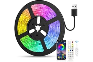 ‎FUPT LED Strip 2m USB, RGB LED Streifen, Farbwechsel LED Lichterkette mit Fernbedienung, App-steuerung, Musikmodus, Timer-Einstellung, LED Band für Haus Schlafzimmer TV KücheDeko