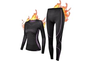 NOOYME Podkład termiczny dla kobiet, warstwa podstawy narciarskiej, odzież termiczna i szybkoschnące legginsy Termiczna podkład dla kobiet Zestaw bielizny termicznej