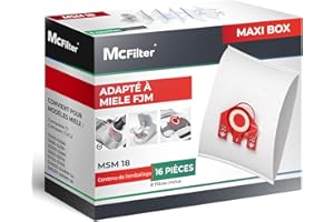 McFilter I 16 sacs à poussière compatibles avec Miele FJM série S2 S3 S4 S5 S6 S7, Complete C1, Compact C1/C2 I Sacs à poussière avec 8 filtres autobloquants I MAXI BOX