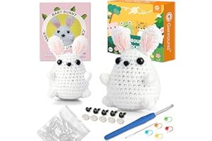 Genround Crochet Kits for Beginners Adults - 2 Pcs Beginners Crochet Kit for Adults & Kids - Crochet Set, Amigurumi Animals Knitting Starter Kit with Instructions and Video Tutorial (Bunny)
