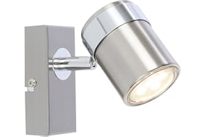 UKEW Modern Adjustable Single Wall Spotlight - Indoor GU10 Round Decorative Ceiling Lights - Stylish Lightings for Bedroom Lounge Living Room (Satin)