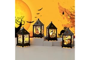 JINGTOPS 4 sztuki latarni na Halloween, dekoracyjne świeczniki na Halloween, dekoracja na Halloween, do użytku na zewnątrz, do użytku wewnątrz i na zewnątrz (A)