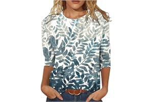 SHZFGUI T-Shirt Femmes Tendance Imprimée T Shirt Souple Comfy Été Col Ron Chemise Femme Coton Manche 3/4 Sport