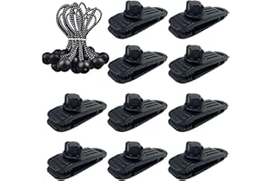 HengLiSam Tarp Clips, Heavy Duty Lock Grip, Clamps Withstand 60mph Strong Wind Fit for Awnings, Outdoor Camping, Caravan Canopies, Car Covers, Swimming Pool Covers (10+10 pcs)
