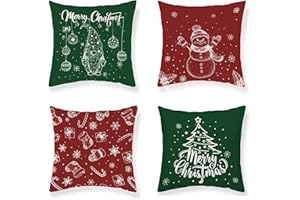 MUSOLEI Copricuscini Natalizi 45x45cm 4 Pezzi Federe Cuscini Natalizi Natale decorazioni casa Fodere Cuscino Divano in Velluto Addobbi Natalizi per Casa Christmas 02