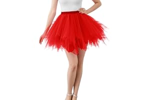 CHICWIND Carnival Women's 80s Puffy Tulle Skirt Tutu Skirts Tulle Petticoat (Reusable)