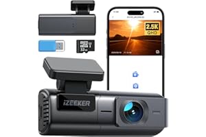iZEEKER Kamera samochodowa 2,5K WiFi Dashcam, mini kamera samochodowa 1440P przednia kamera samochodowa z aplikacją, bezpłatna karta 32 GB, noktowizor, WDR, czujnik G, nagrywanie w pętli, obsługa