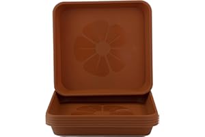 Home Garden Ornaments Plato Maceta Cuadrado 19x19cm Marrón Claro Juego de 5 – Duradero Platos Macetas Plastico - Platos para Macetas para Exteriores e Interiores (19x19cm, Marrón Claro)