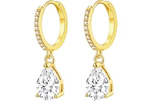 MASOP Ohrringe Silber 925 Hängend Damen, Creolen mit Anhänger Zirkonia Wassertropfen Braut Ohrringe Schmuck Geschenke für Hochzeiten Geburtstag mit Geschenkbox für Freundin Frauen Mädchen Silber/Gold