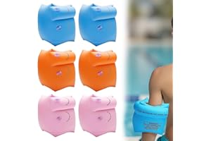 GODTKOWTY 3 Pairs Inflatable Swimming Armbands for Kids and Adults | Adjustable Arm Bands Float Roll-Up Sleeves for Swimming Training Aids, Dual Airbag Protection, 3 Bright Colors