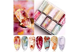 AKEMAIO Marmurowa folia do paznokci naklejka transferowa naklejki do paznokci porady okłady folia klej transferowy błyszczy akrylowe DIY ozdoba do paznokci