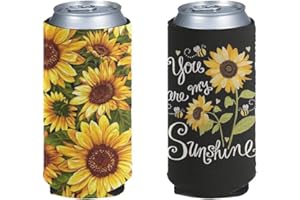 chaqlin - Juego de 2 fundas para latas de cerveza (neopreno), diseño de girasol