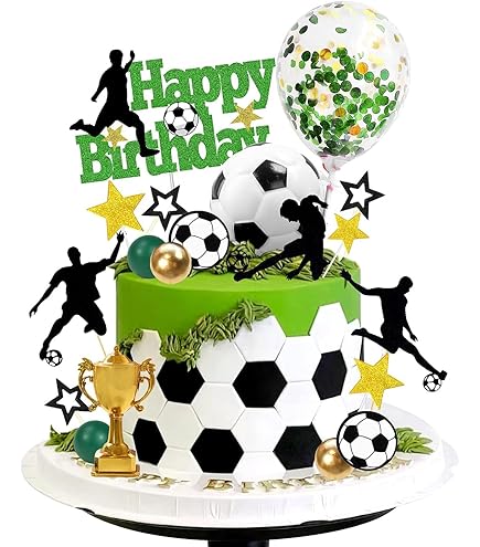 6 Pièces Gâteau D'anniversaire Football, Football Cake Topper