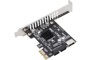 Sorandy Carte D'extension PCIe vers USB 3.1, PCIe 1X vers USB 3.0 Prise 20 Broches Carte D'extension PCI Express Carte USB pour PC de Bureau, Carte D'extension PCIE USB 3.1