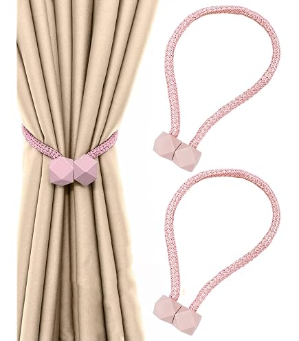 2 Fermacortina A Fiore PATIKIL | Rosa Viola Scuro In Tessuto | Clip Metalliche Per Tende | Diametro Fiore 12,5 Cm - 5