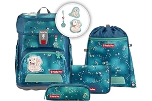 Step by Step Schulranzen-Set Cloud, 5-teilig, ergonomischer Tornister mit Reflektoren, höhenverstellbar mit Hüftgurt, ab der 1. Klasse, 19L