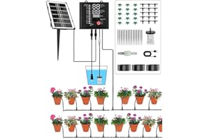 Joysing Solar Irrigation System Automatic Watering System, Anti-siphon Irrigation System kit, 12 Timer Modes Automatic Drip Irrigation, Garden Watering System for Plant Balcony Greenhouse