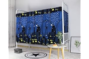 RUIXIA Floral Printed Dormitory Bunk Bed Curtains Dustproof Blackout Cloth Mosquito Protection Net Bedroom Single Bed Tent Shading Nets Cabin Dorm Lightproof Bed Canopy Soft Sleep Privacy Protection Drapery