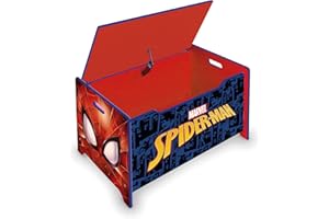 ARDITEX - Banco juguetero de madera de Spiderman (de Marvel) - 62.5x40x37cm - Color azul y rojo - Ideal para almacenar juguetes, ropa o cosas en un dormitorio infantil