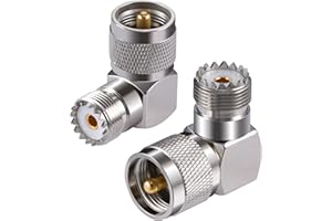 Vecys 2PCS UHF Adaptadores PL-259 UHF Macho a SO-239 Hembra ángulo Recto Adaptador de Cable Coaxial para Radioaficionados