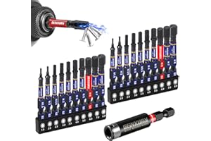 Geinxurn Hexagonal Lot de 20 Embouts de Tournevis Visseuse 50 mm, Hex (1mm-8mm) Allen Embouts de Vissage Magnétiques en Acier S2, Tige Hexagonale 1/4" avec 1 Pièce Porte-embout de 60mm Longueur