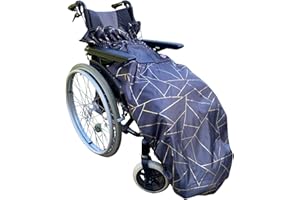 BundleBean Waterproof Fleece-Lined Wheelchair Cosy Cover | Universal fit for Manual and Powered wheelchairs | Adult Size | Easy to fit Wheelchair Blanket | Warmth & Comfort (Gold Geometric)