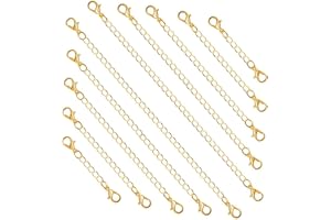 Ryaupy 10PCS Deux Têtes Extension Chaîne en Acier Inoxydable - Chaîne d'extension Bijoux avec Fermoir Mousqueton - pour DIY Fabrication de Bijoux Rallonge Collier Bracelet Cheville (Or, 5 Tailles)