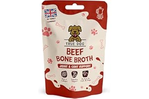 True Dog Beef Bone Broth Powder, 100% Pure Broth Protein Powder for Cats & Dogs | Joint, Digestion & Gut support | Makes 2ltrs | High in Type II Collagen | 20 Servings 60g